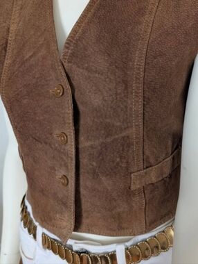 Vintage Leather & Nylon Brown Vest